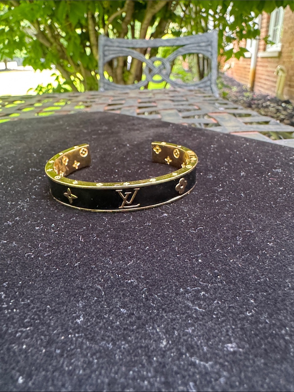 Cuff  Black and Gold Monogram Cuff